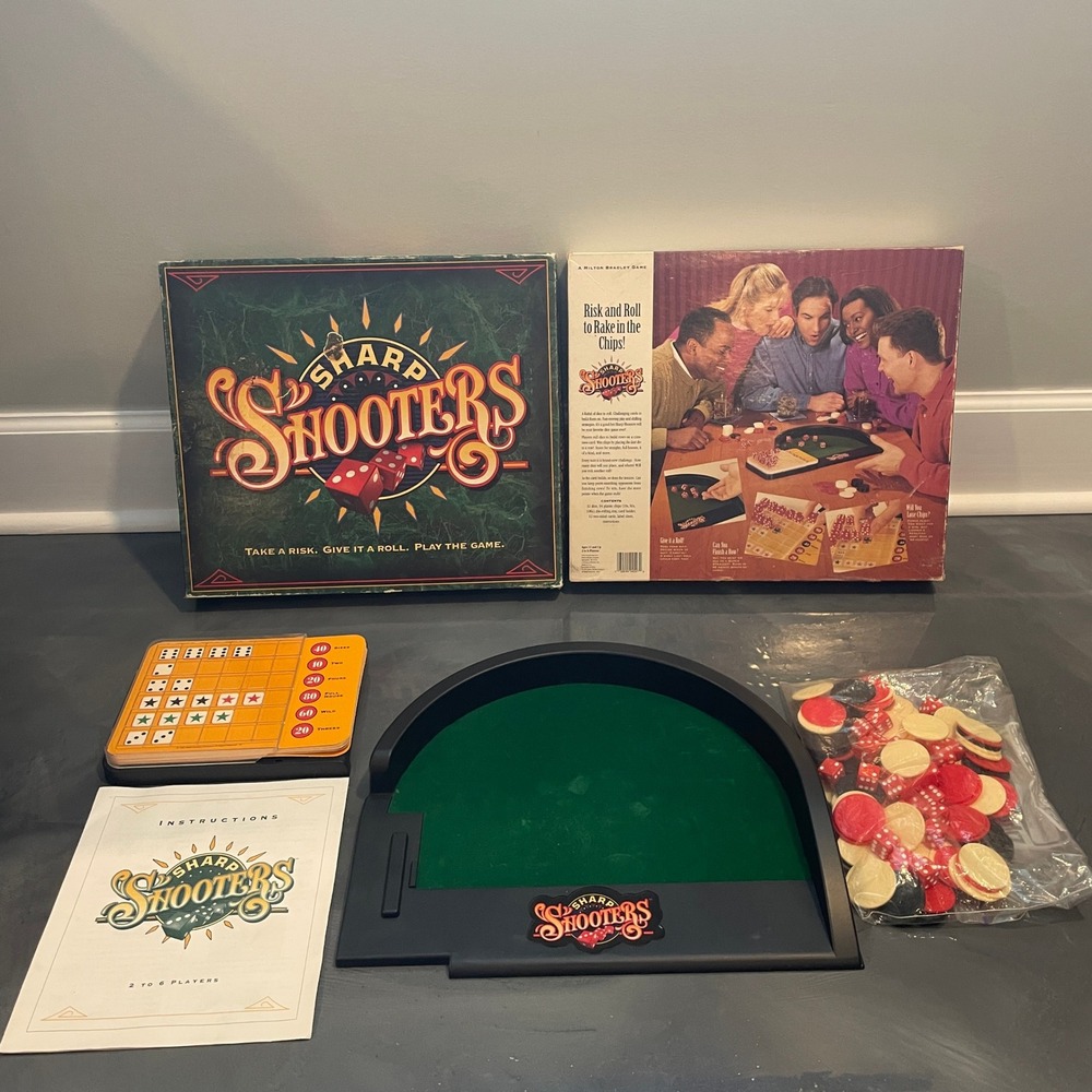 Vintage 1994 Sharp Shooters Board Game Milton Bradley Dice Game Complete